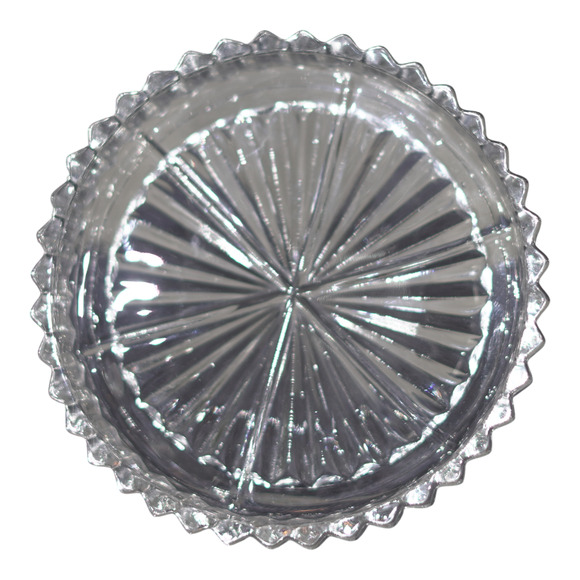 Vintage Glas Mini Cabaret Plates Set of 4 Pressed Glass Starburst 1970s EUC - Picture 6 of 8